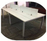 DFS Designs 4 Person Straight Desk with Glass Divider