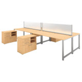BBF 400 Series 4 Person Workstation with Table Desks and Storage