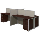 Easy Office 4 Person Straight Desk with Mobile File Cabinets