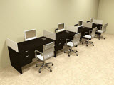 Four Person Divider Modern Office Workstation Desk Set