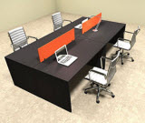 Four Person Orange Divider Office Workstation Desk Set