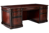 Coaster Gorman Tradtional Pergola Double Pedestal Espresso and Brown Red Finished Desk with Felt Lined Drawers