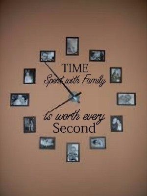 Use a Decorative Clock, Decal & Photos as Office Wall Art